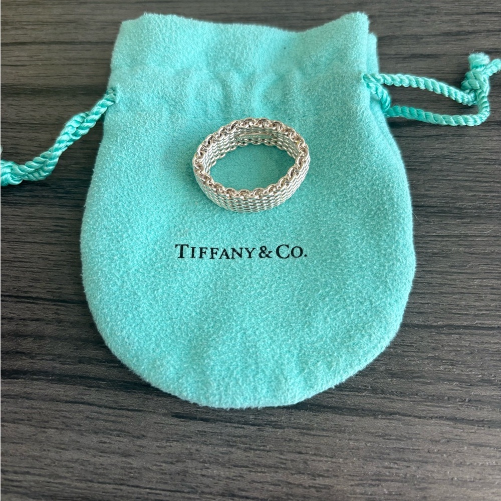 Tiffany Somerset Mesh Sterling Silver 925 Ring - Picture 1 of 2